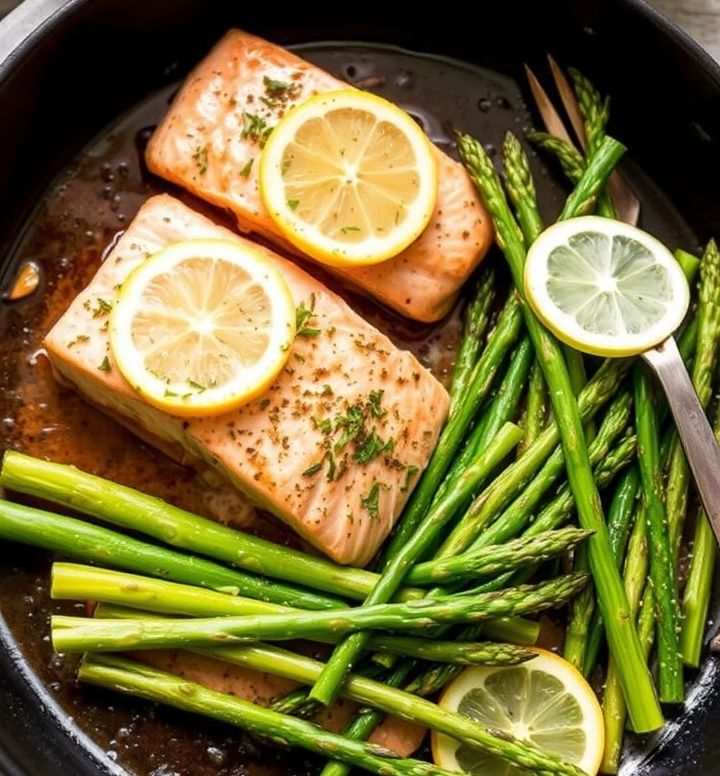 Lemon Herb Baked Salmon & Asparagus